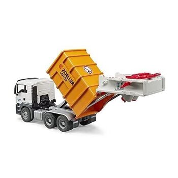 Bruder - 03762 - Camion poubelle MAN TGS orange avec 2 poubelles 3