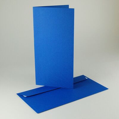 10 tarjetas azules plegables DIN largas con sobres azules