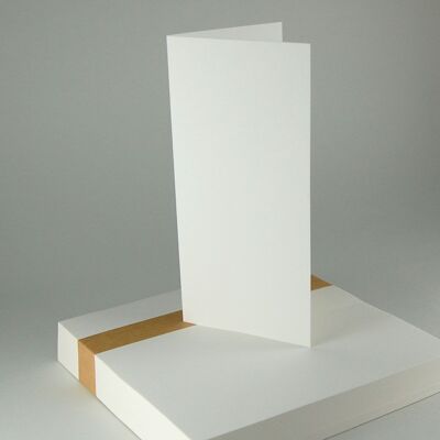100 natural white, ribbed folding cards DIN long