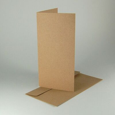 10 brown recycled folding cards with envelopes