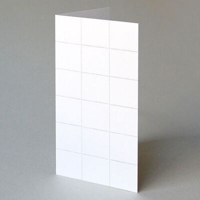 100 tarjetas blancas plegables con microperforaciones, DIN largo