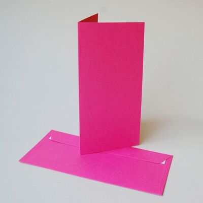 10 tarjetas plegables rosas con sobres largos DIN