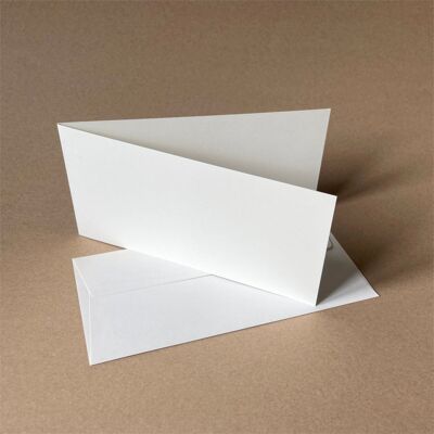 10 anciennes cartes pliantes extra-longues blanches DIN longues avec enveloppes