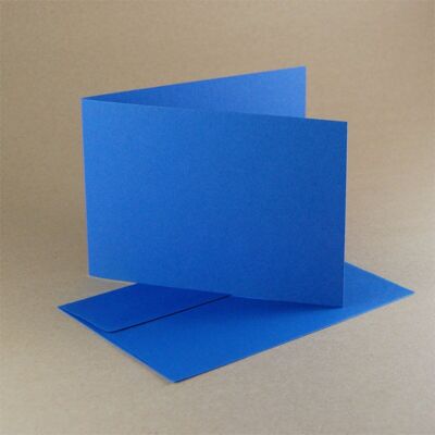 10 cartes pliantes bleues recyclées avec enveloppes B6