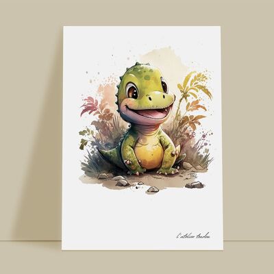 Dinosaur animal baby room wall decoration - Watercolor theme