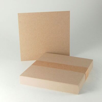 50 cartoline riciclate marroni, quadrate, 15 x 15 cm