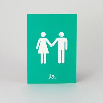 10 cartes postales vertes avec enveloppes blanches : mariés + oui. 2