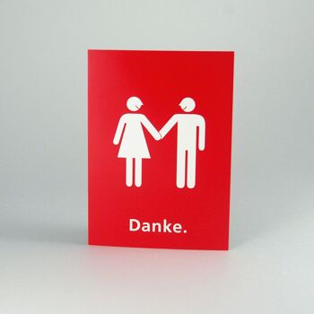 10 cartes postales rouges avec enveloppes : jeunes mariés + merci. 2