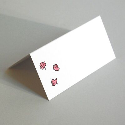 10 place cards with pink roses