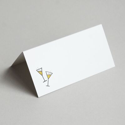 10 place cards: champagne glasses