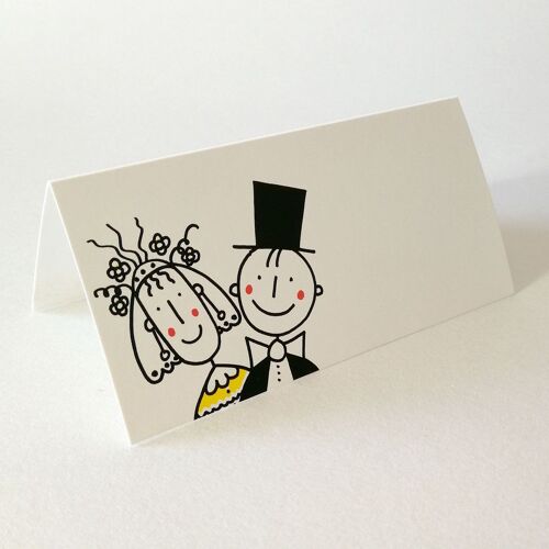 100 Tischkarten für die Hochzeit: fröhliches Brautpaar