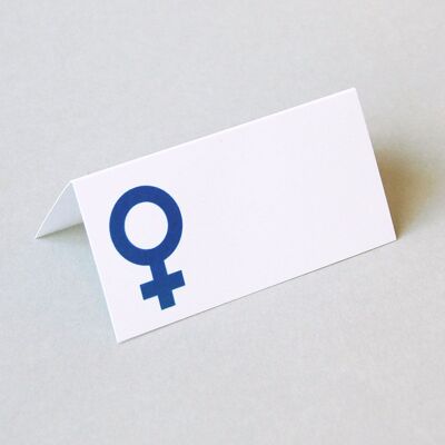10 tarjetas de mesa azules para mujer (símbolo de Venus)