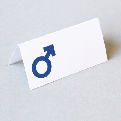 10 blue place cards for men (Mars symbol)