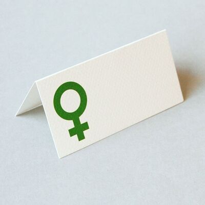 segnaposto verde per donna (simbolo di Venere)