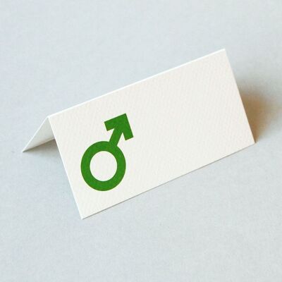 green place card for men (Mars symbol)