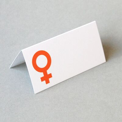 10 orange Tischkarten für Frauen (Venussymbol)