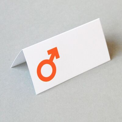 10 orange place cards for men (Mars symbol)