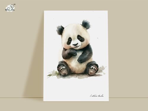 Décoration murale chambre bébé animal panda - Thème aquarel