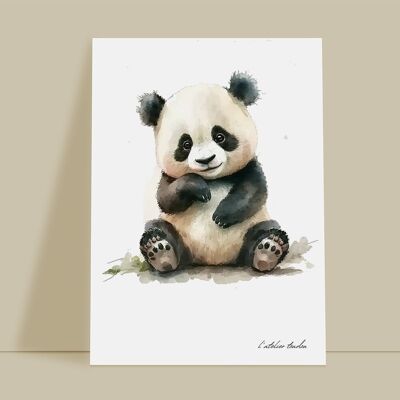 Panda animal baby room wall decoration - Watercolor theme