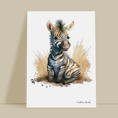 Zebra-Tier-Babyzimmer-Wanddekoration – Aquarell-Thema
