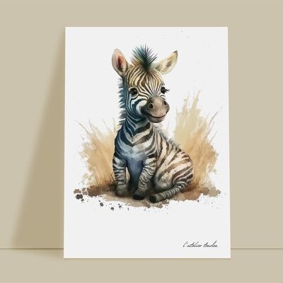 Zebra animal baby room wall decoration - Watercolor theme