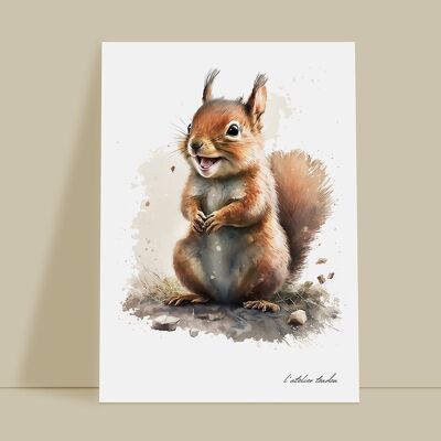 Squirrel animal baby room wall decoration - Watercolor theme
