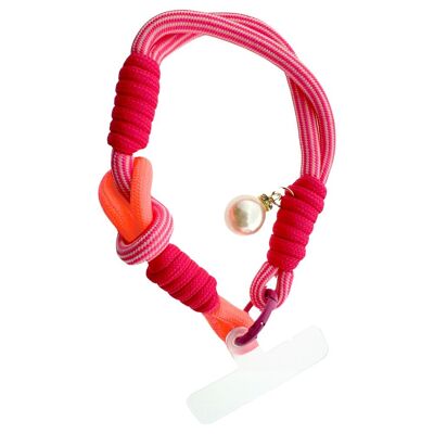 Telephone Chain short Pink-Orange + Pearl