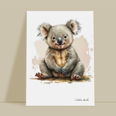 Décoration murale chambre bébé animal koala - Thème aquarel