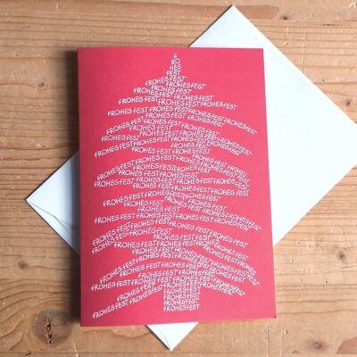 10 tarjetas navideñas rojas con sobres blancos: Felices fiestas
