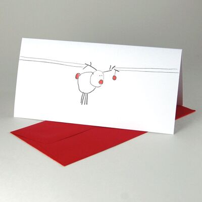 10 Christmas cards with red envelopes: Rudolf under power