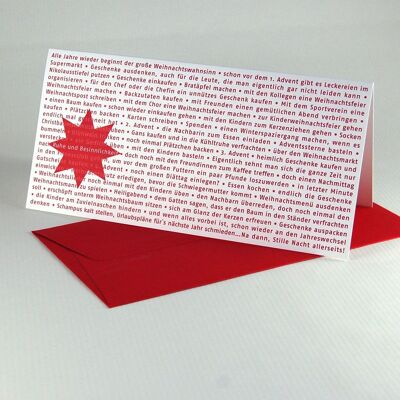 10 tarjetas navideñas rojas con sobres: locura navideña