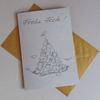 10 cartoline di Natale grigie con buste dorate: buone feste!
