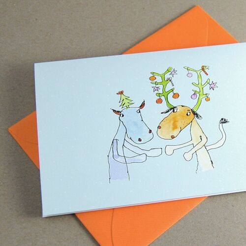 5 Weihnachtskarten mit orangen Kuverts: Freundschaft!