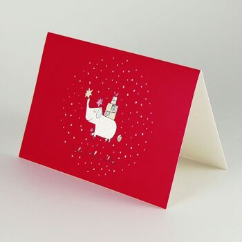 10 cartes de Noël avec enveloppe blanche : éléphant avec cadeaux 2