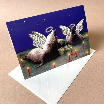 10 cartoline di Natale con busta: Silent Night (Elefanti marini)