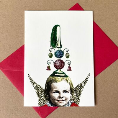 10 Christmas cards with envelopes: angels with Christmas decorations