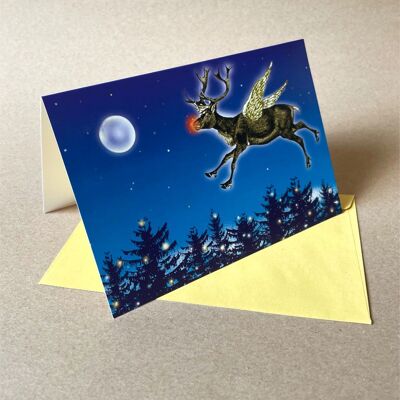 6 Christmas cards with envelopes: Rudolph