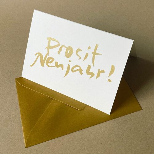 10 Neujahrskarten mit goldenen Kuverts: Prosit Neujahr!