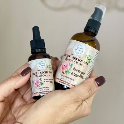 BIO-Trockenöl „Cocoon Ritual“ Argan Hagebutte – Serum, Bio-Pflege- und Massageöl ohne Parfüm