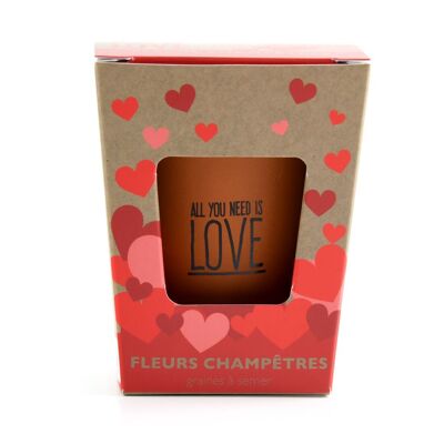 Kit message "All you need is love" - Fleurs champêtres