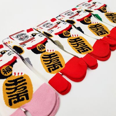 Calcetines japoneses Tabi de algodón - Patrón Manekineko talla 34-40