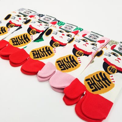 Japanese Tabi Cotton Socks - Manekineko Pattern size 40-45