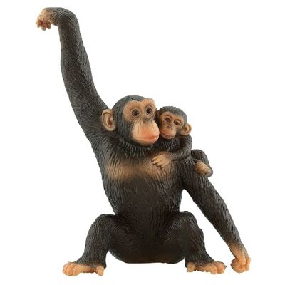 Chimpanzee figurine with baby