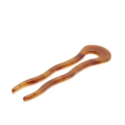 Amber double bun stick in cellulose acetate