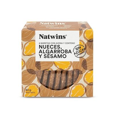 Barres NATWINS à l'Avoine et au Seigle, aux Noix de Caroube et au Sésame (biscuits sans sucre ajouté, riche en fibres)