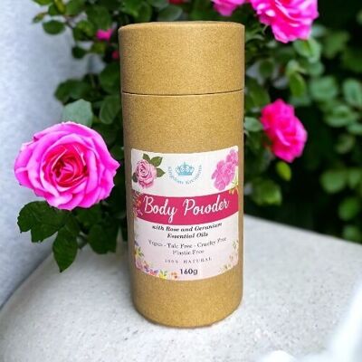 100% Natural Talc Free Body Powder - Rose and Geranium