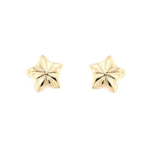 9K - Earrings mini engraved stars