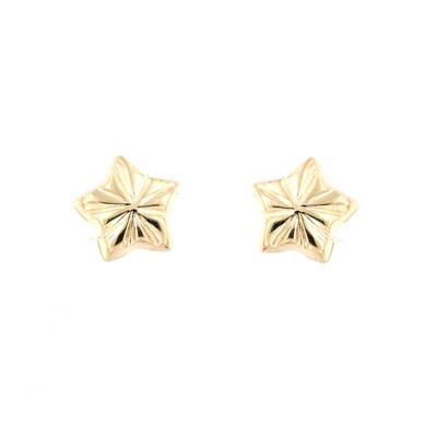 9K - Earrings mini engraved stars