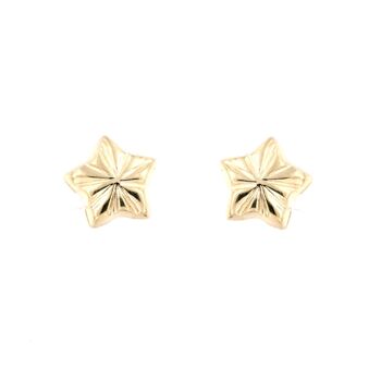 9K - Boucles d'oreilles mini étoiles gravées