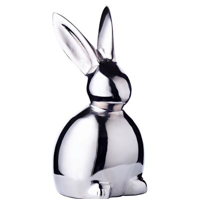 Figura decorativa coniglio Louis (altezza 13 cm) in alluminio nichelato